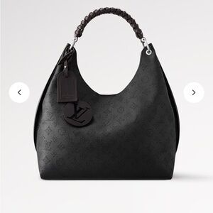 Louis Vuitton Black Monogram Embossed Shoulder Hobo with Braided Handle